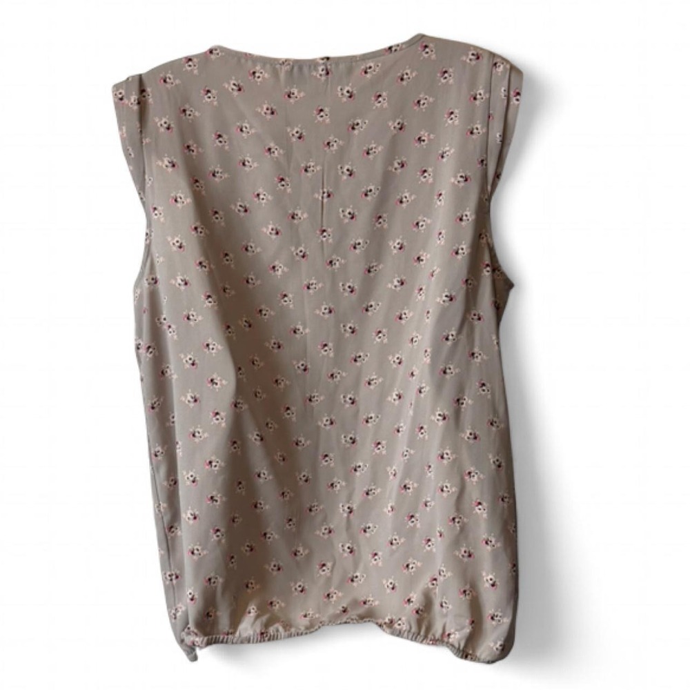 Loft Gray Floral Cinched Waist Blouse, Women's Size L - Picture 3 of 8